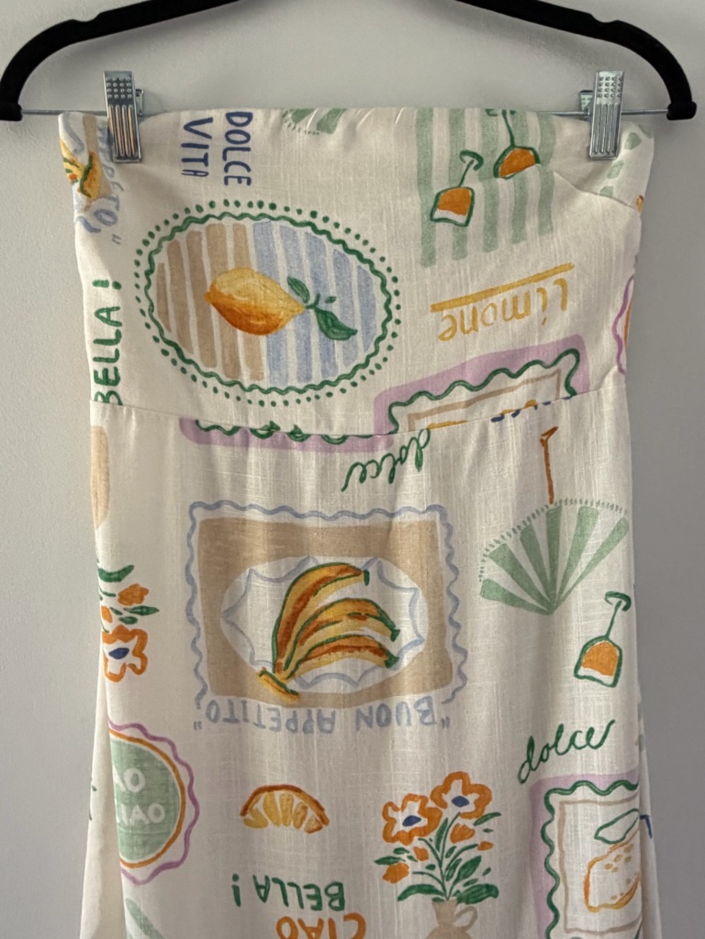 Anthropologie Paper Heart La Dolce Vita Strapless Citrus Print Linen Maxi Dress - Picture 3 of 12